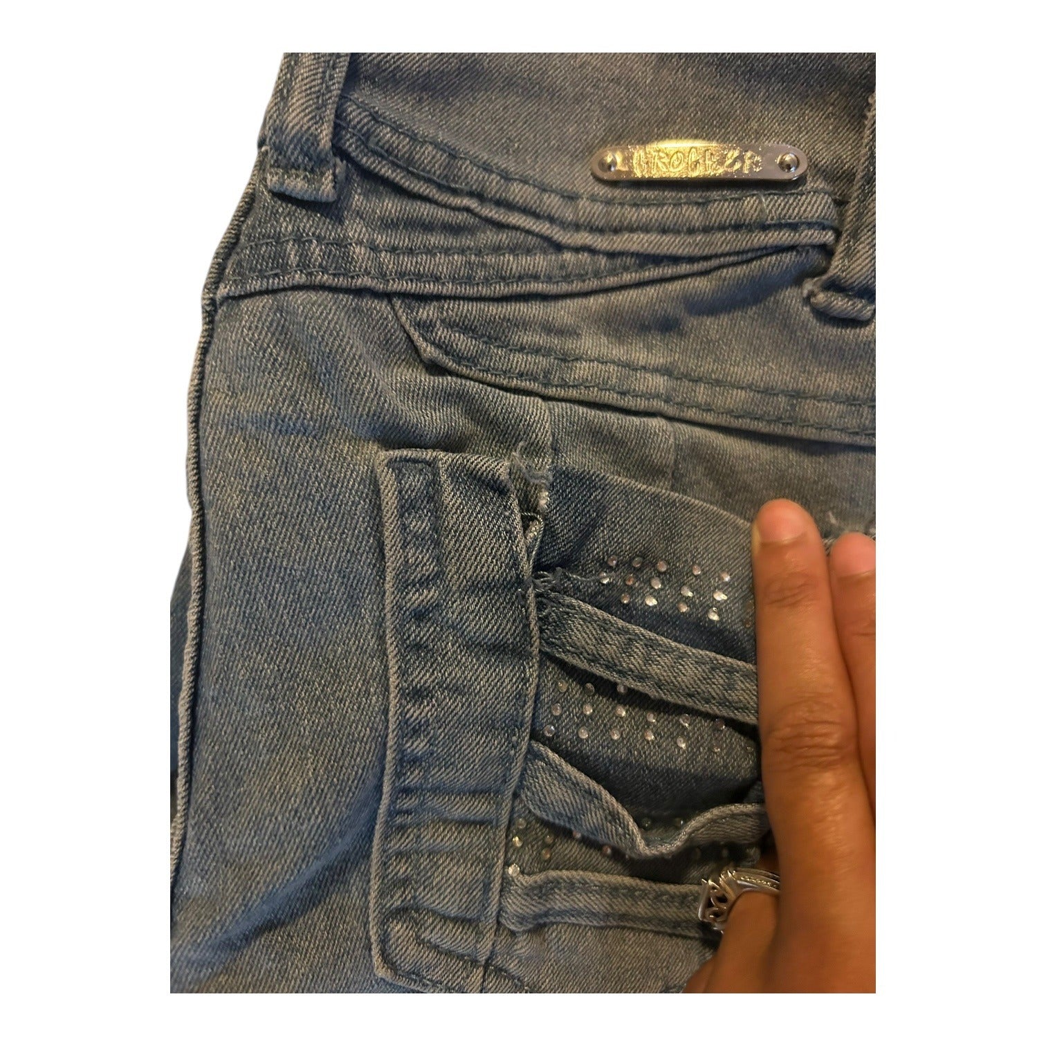 Crocker Womens Blue Skinny Jeans With Button Closure Size 5
