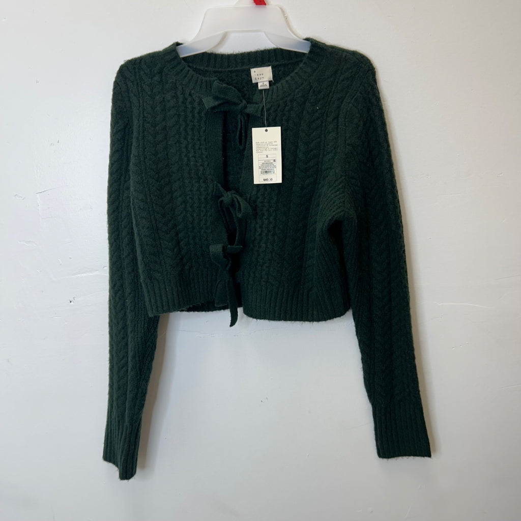 K-86 A New Day Women's Long Sleeve Bow Cardigan Sweater Size Small