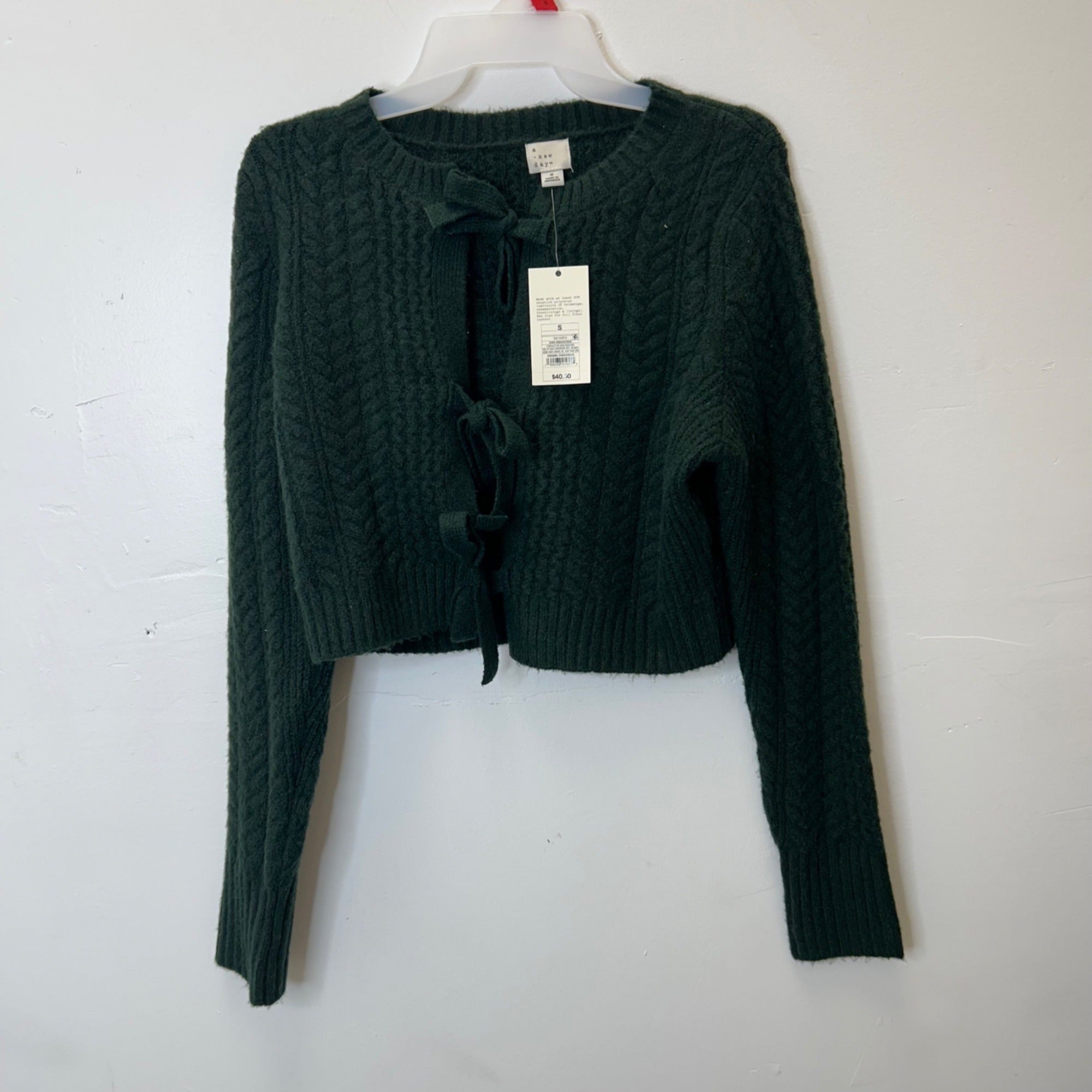 K-86 A New Day Women's Long Sleeve Bow Cardigan Sweater Size Small