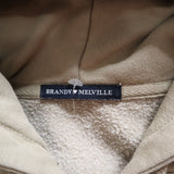 Brandy Melville Beige Zip Up Cropped Hooded Sweater Size Women's Small