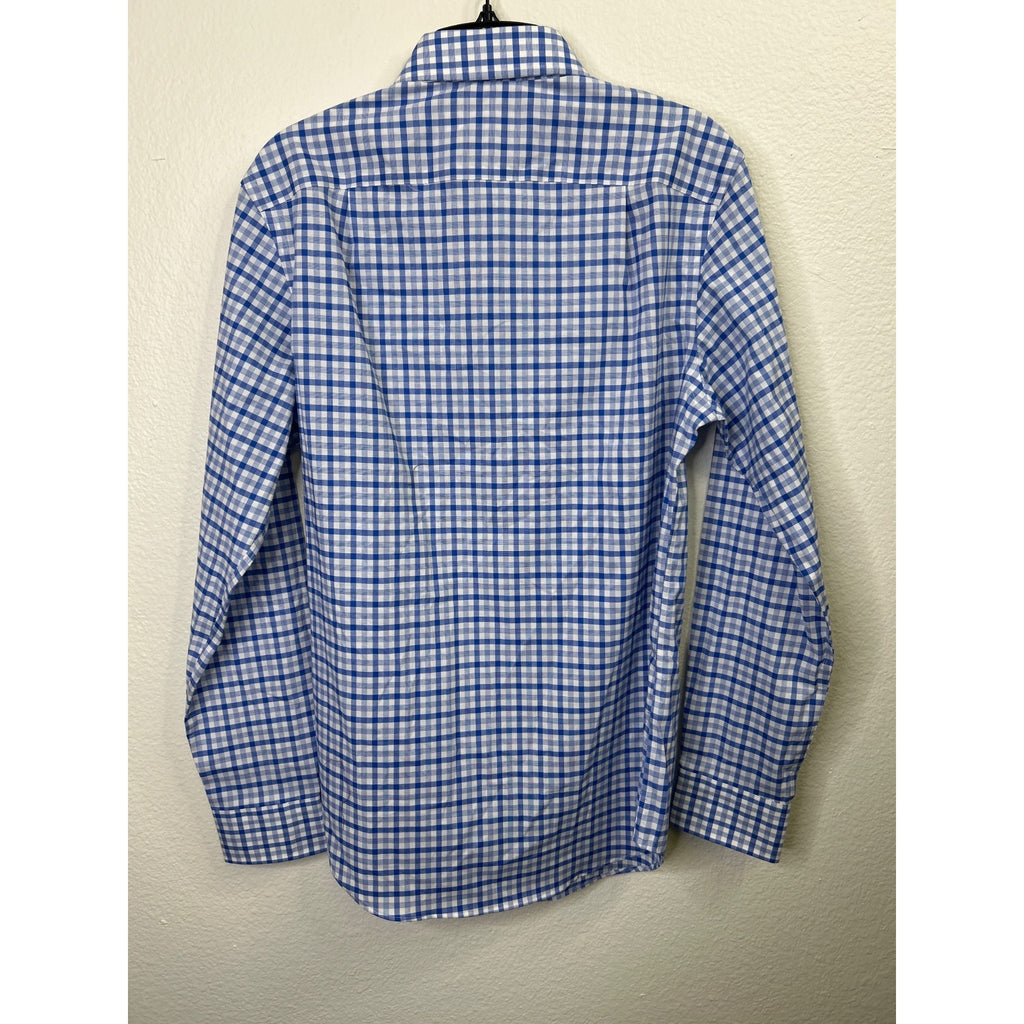 #1076 Goodfellow & Co Size S Blue & White Gingham Long Sleeve Button-Up Shirt