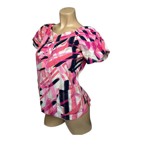 Koi by Kathy Peterson Pink Short Sleeves Scrub Top Women's Size Small