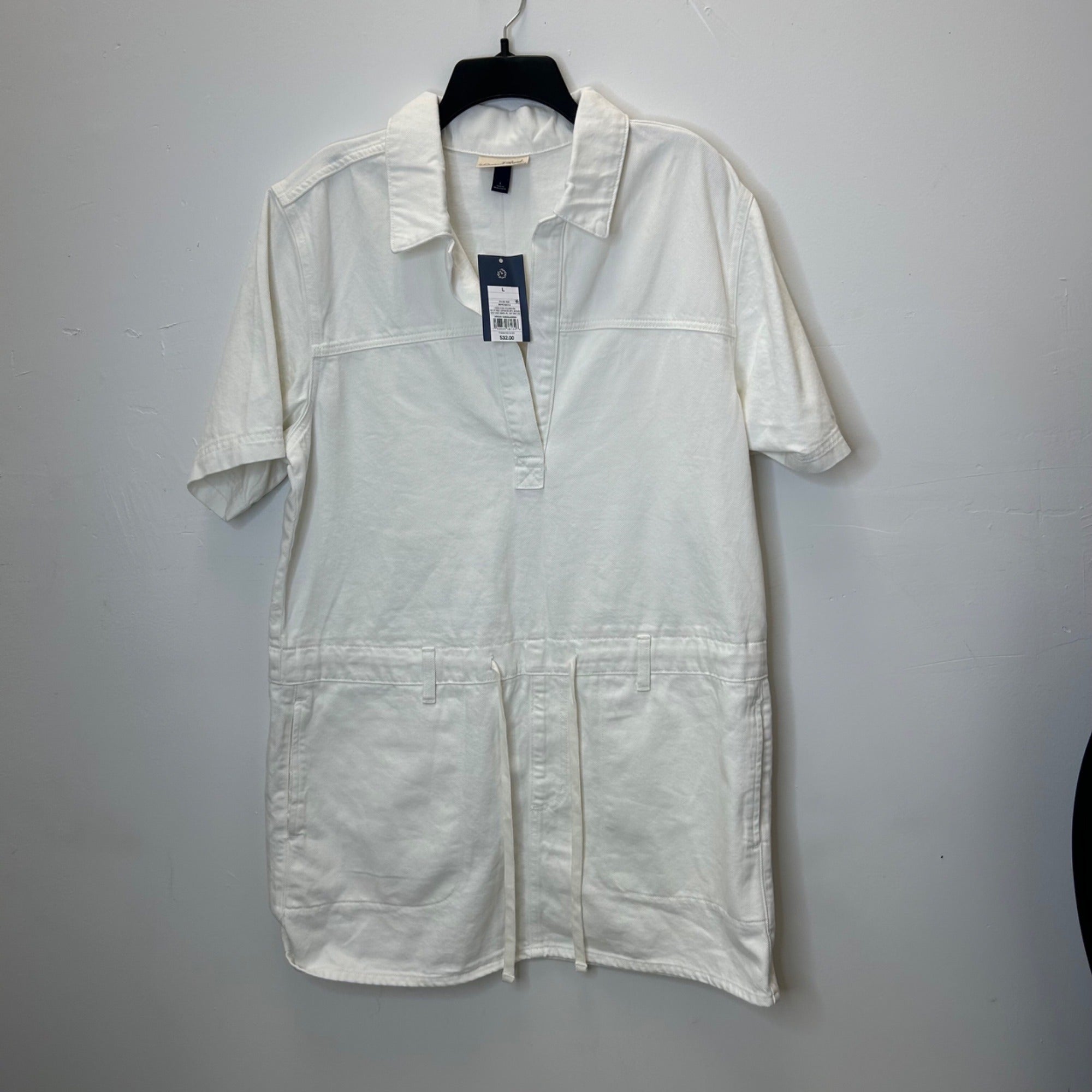 K-68 Universal Thread Women's Waist Drawstring White Mini Dress Size Large