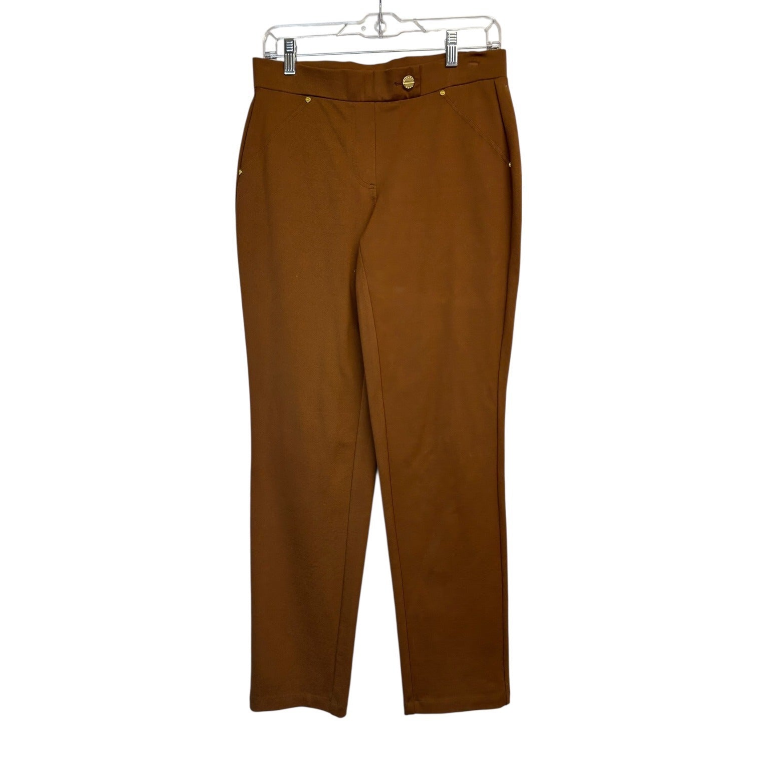 TG-45 Michael Kors Women’s Size Medium Brown Trousers with Gold Tone Button