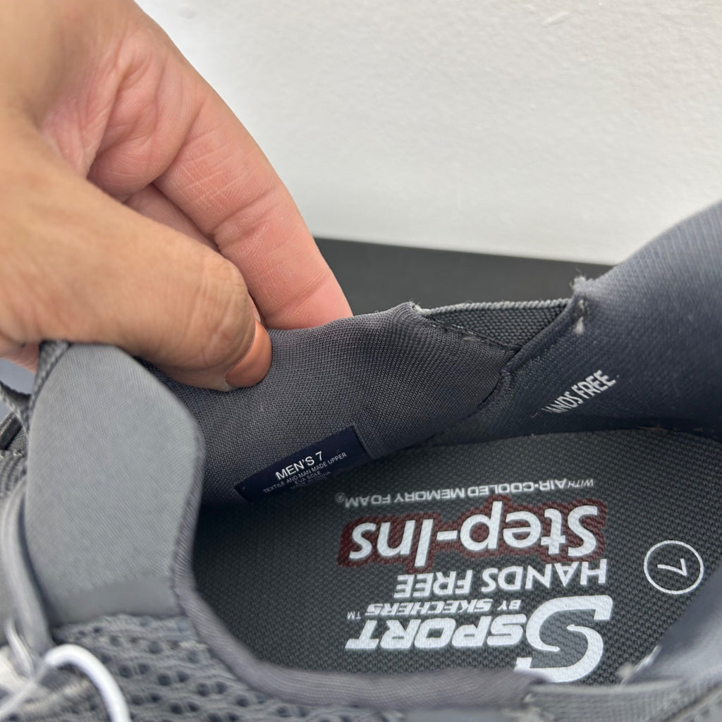 K-16 S Sport By Skechers Size 7 Men's Moralis Step In Elastic Sneakers in Gray