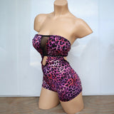 Handmade Animal Print Purple Tube Top Romper Women's Size XS/S