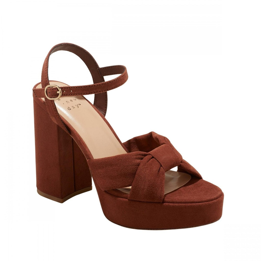 K-34 A New Day Women's Riah Platform Heels in a Brown Faux Suede Size 10