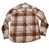 Old Navy Mens Double-Brushed Flannel Shirt M White/Brown Plaid