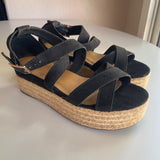 Bamboo Black  Espadrille Platform Strappy Sandals Women's Size 6