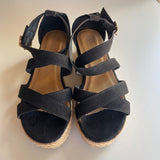 Bamboo Black  Espadrille Platform Strappy Sandals Women's Size 6