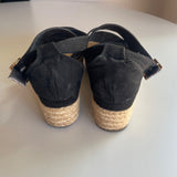 Bamboo Black  Espadrille Platform Strappy Sandals Women's Size 6