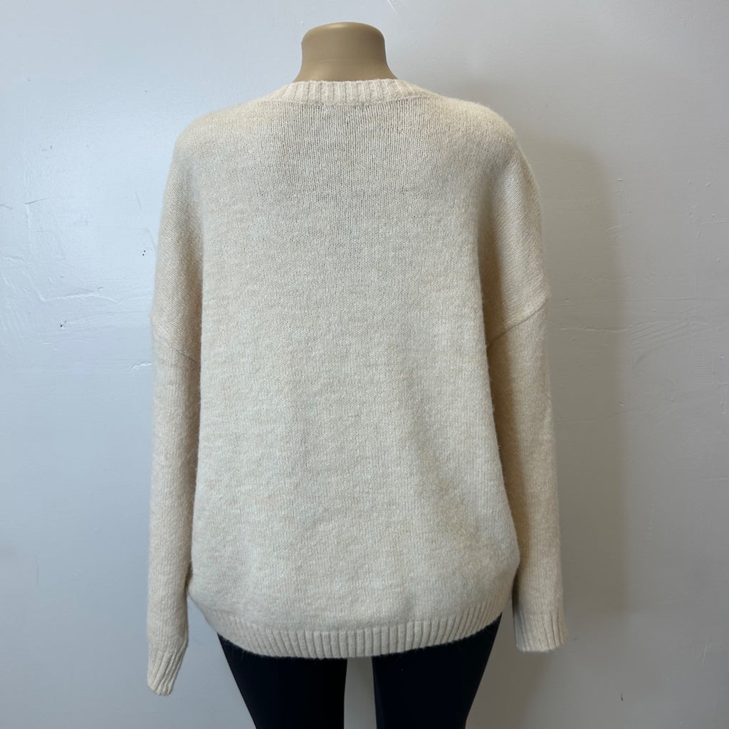 K-106 Wild Fable Women's Beige Sweater With Skiing Teddy Bear Design Size XL