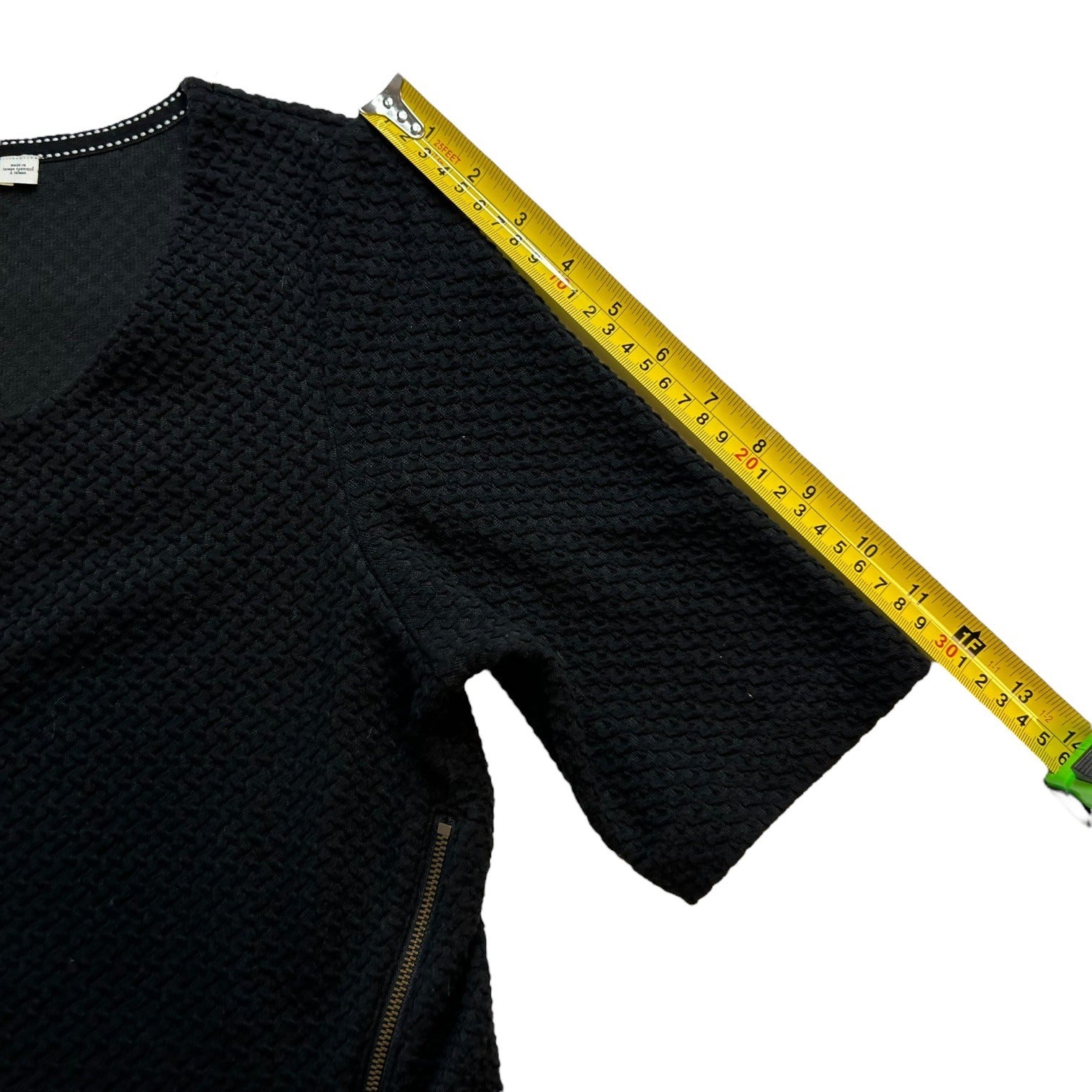 Textured Black Top With Side Zipper Detail Women's Size Medium by 9-H15 STCL