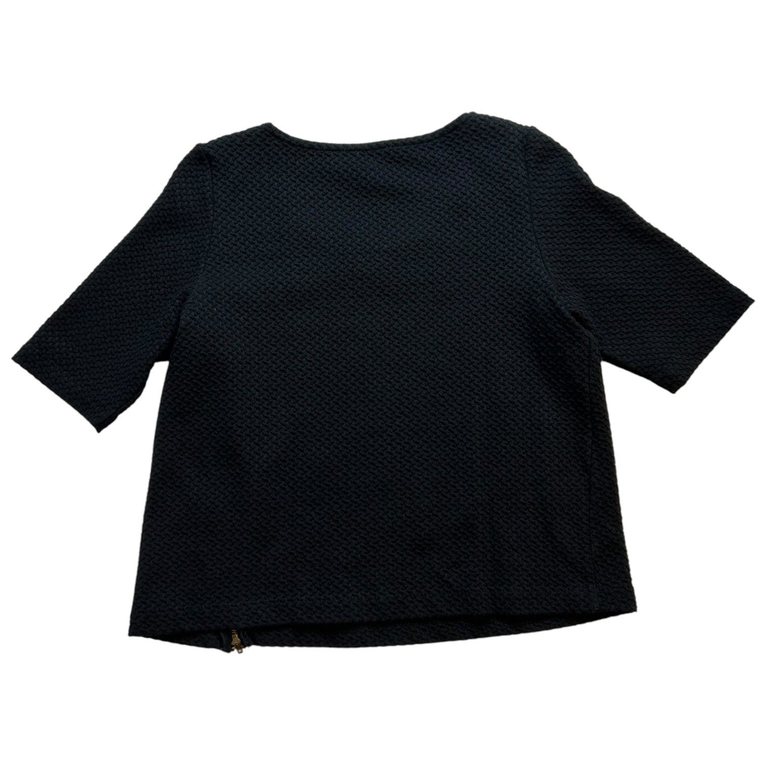 Textured Black Top With Side Zipper Detail Women's Size Medium by 9-H15 STCL