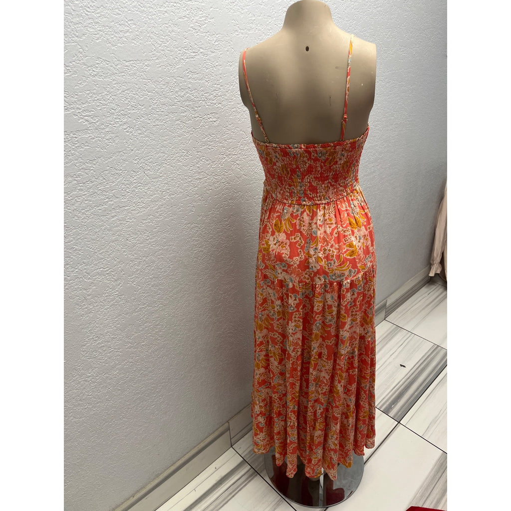 #1107 Z Supply Floral Smocked Maxi Dress With Adjustable Straps Women's Size S