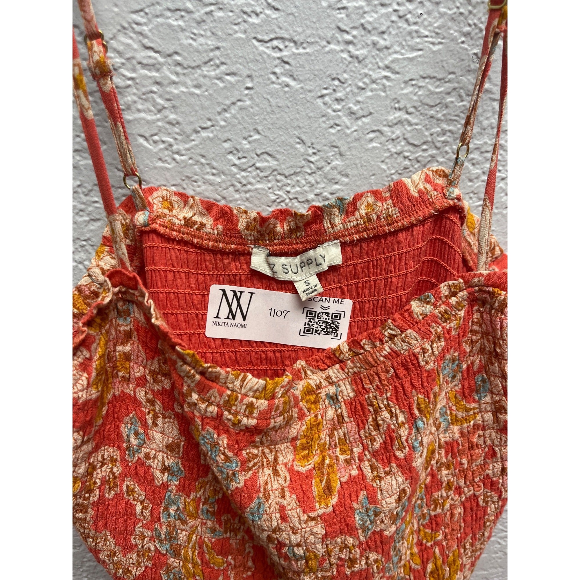 #1107 Z Supply Floral Smocked Maxi Dress With Adjustable Straps Women's Size S