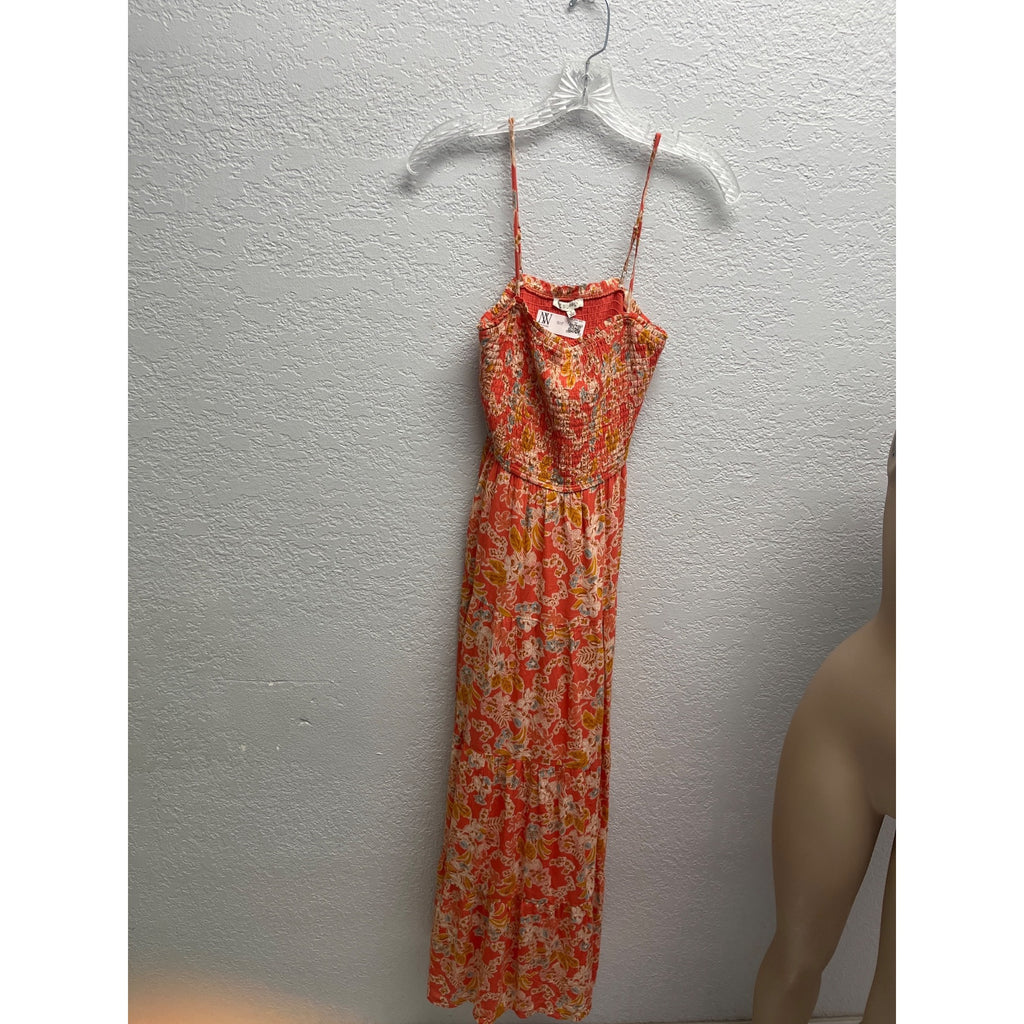 #1107 Z Supply Floral Smocked Maxi Dress With Adjustable Straps Women's Size S