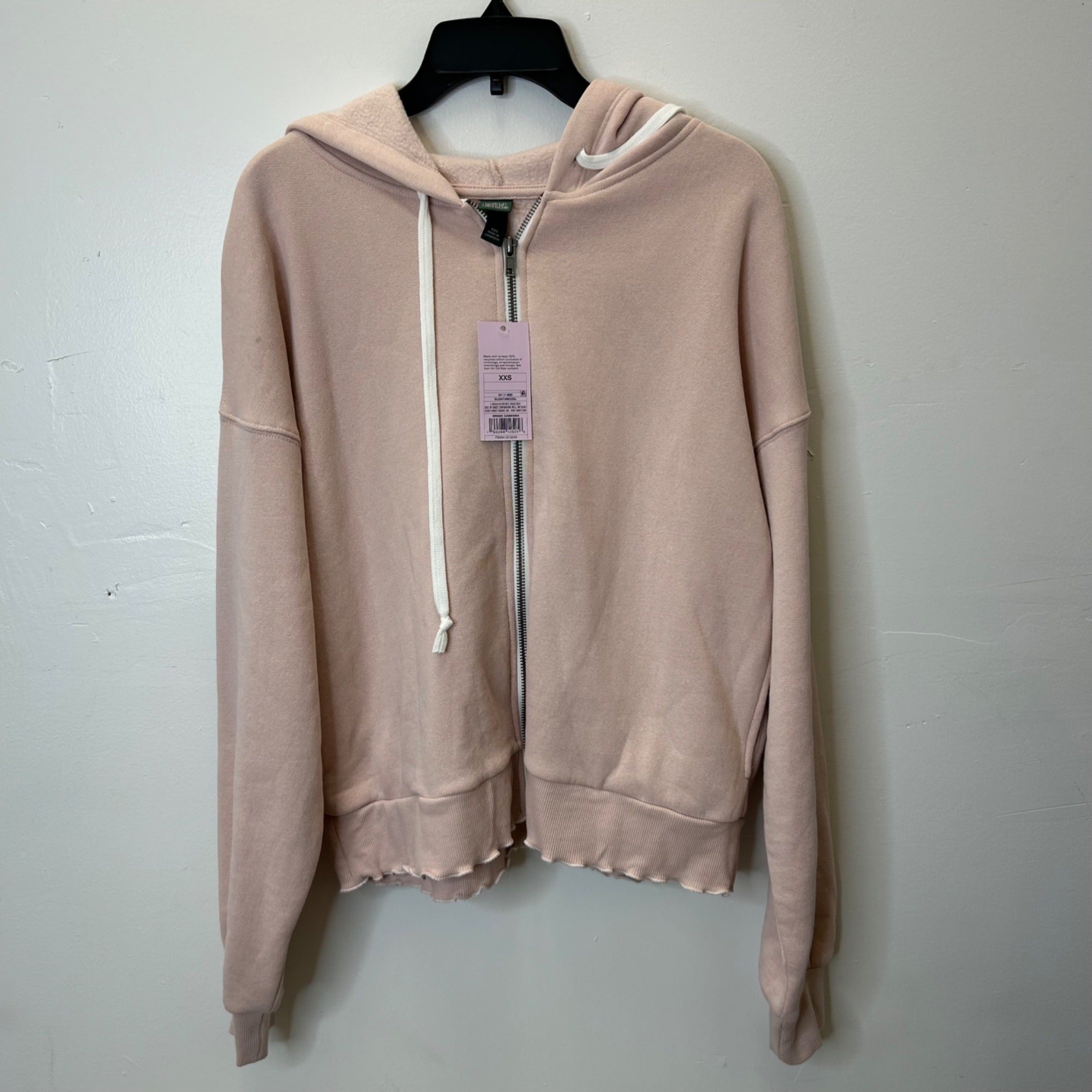 K-88 Wild Fable Women's XXS Merrow Edge Hooded Zip-up Sweatshirt - Blush