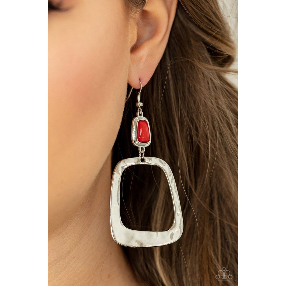 Material Girl Mod Red Earrings by Paparazzi