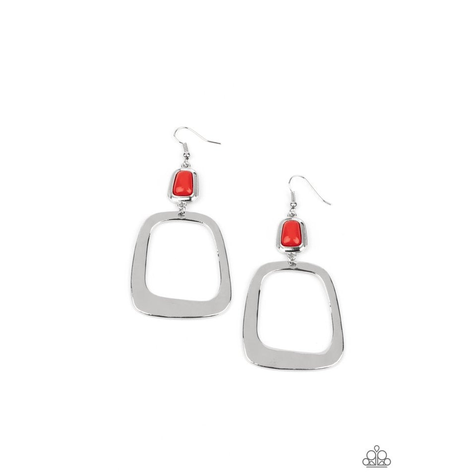 Material Girl Mod Red Earrings by Paparazzi