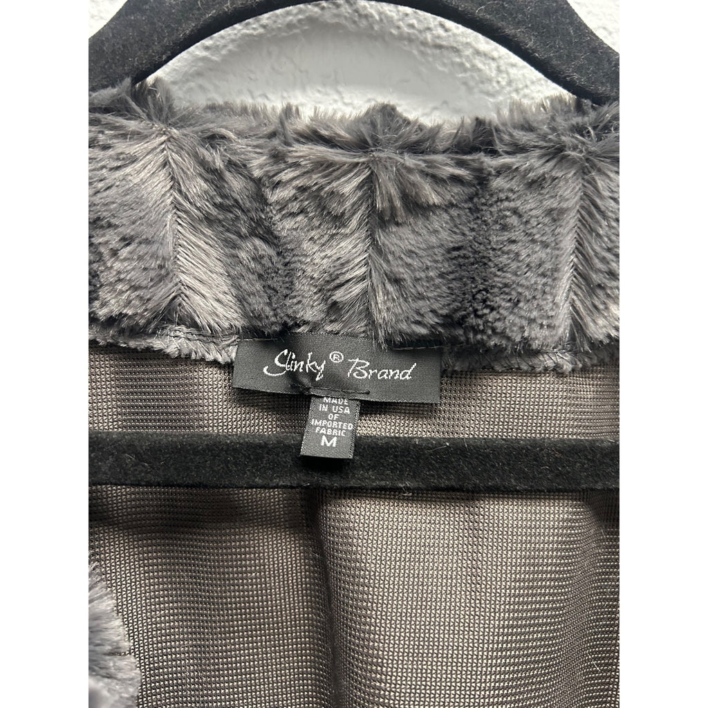 Slinky Brand Women’s Medium Gray Faux Fur Long Duster Vest