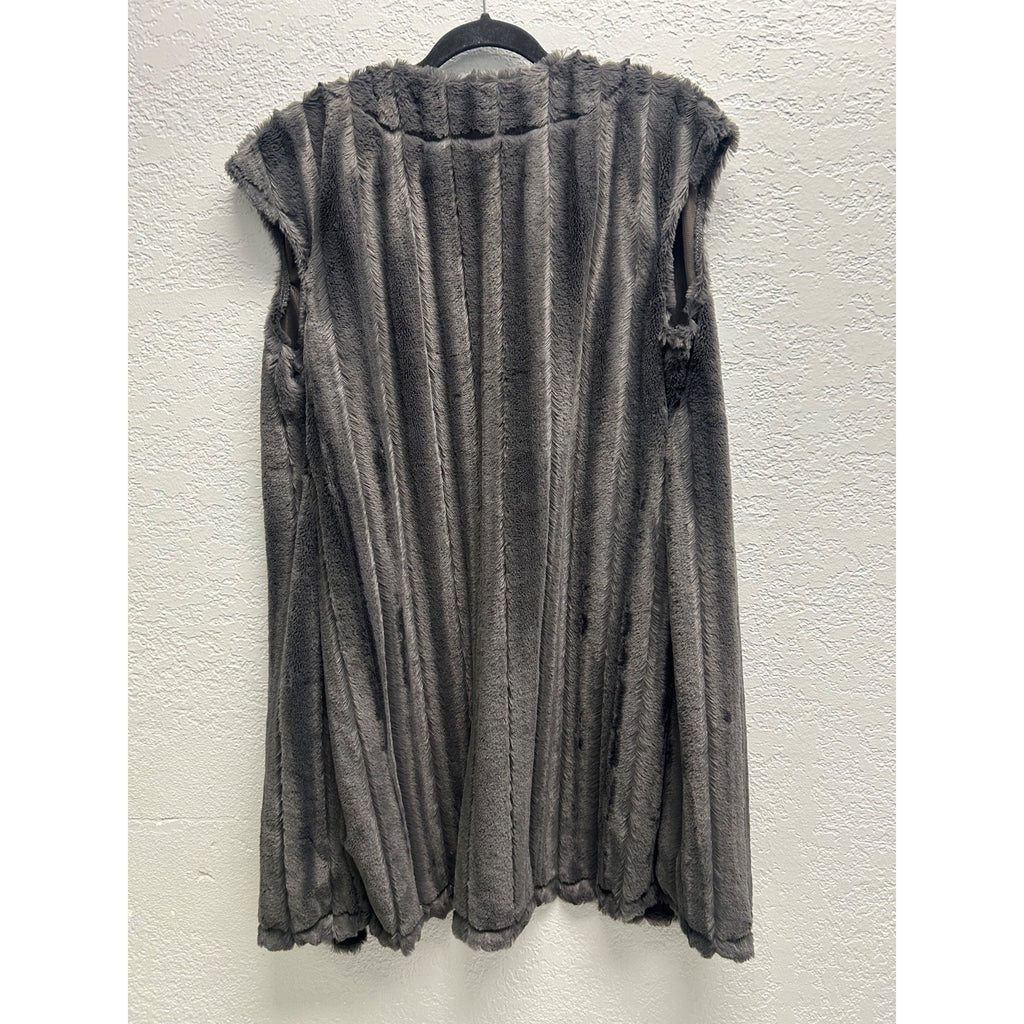 Slinky Brand Women’s Medium Gray Faux Fur Long Duster Vest