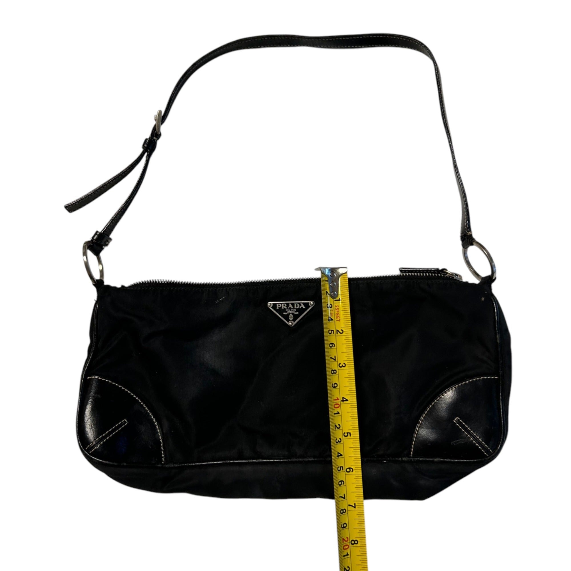 Prada Black Shoulder Purse Spazzolato-Trimmed Tessuto Pochette