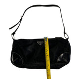 Prada Black Shoulder Purse Spazzolato-Trimmed Tessuto Pochette