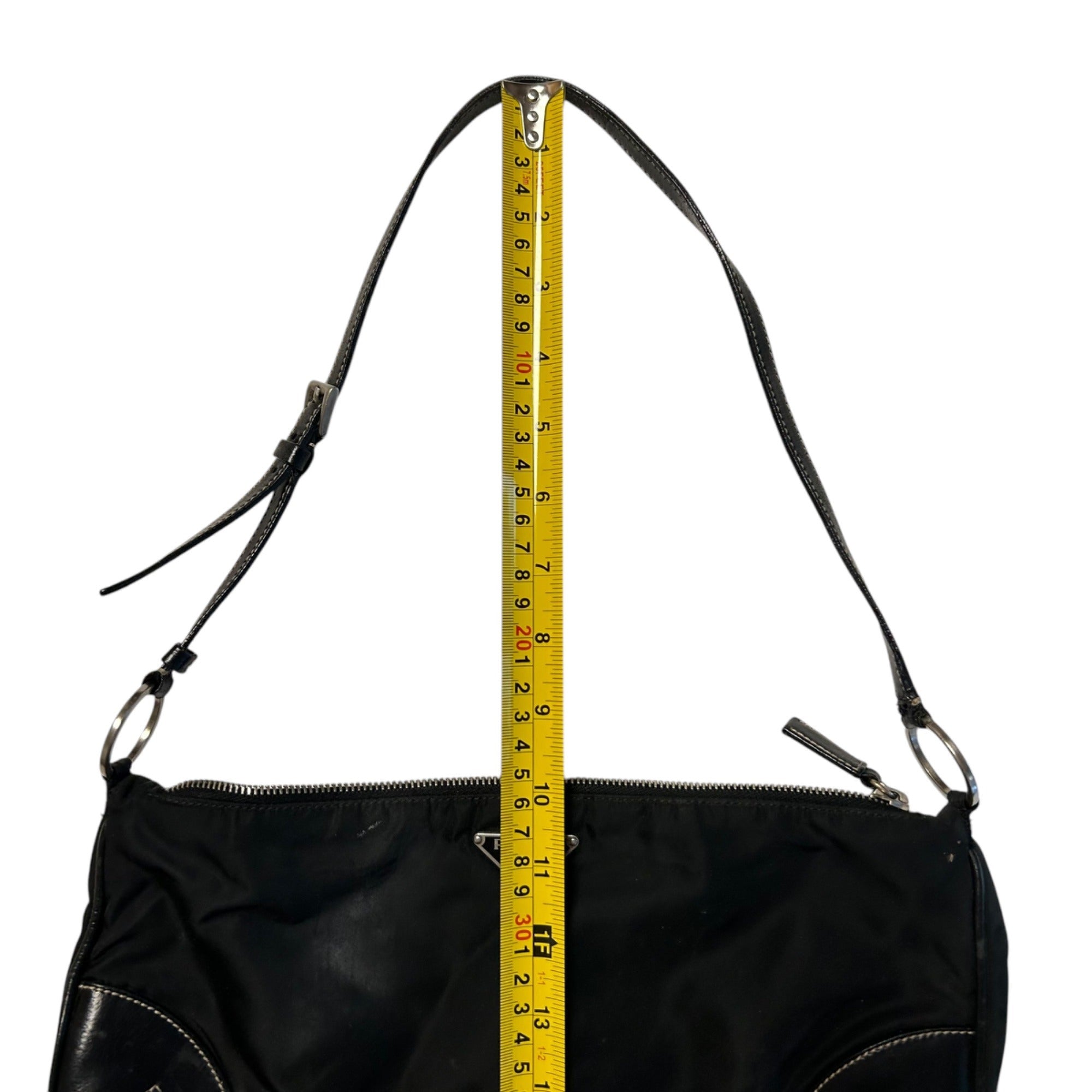 Prada Black Shoulder Purse Spazzolato-Trimmed Tessuto Pochette