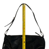 Prada Black Shoulder Purse Spazzolato-Trimmed Tessuto Pochette