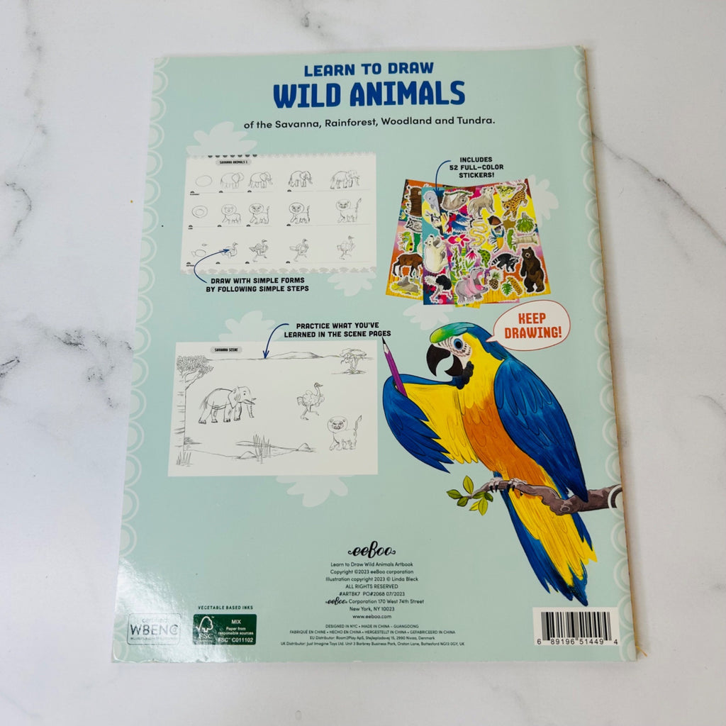 eeBoo Learn to Draw Wild Animals with 52 Stickers