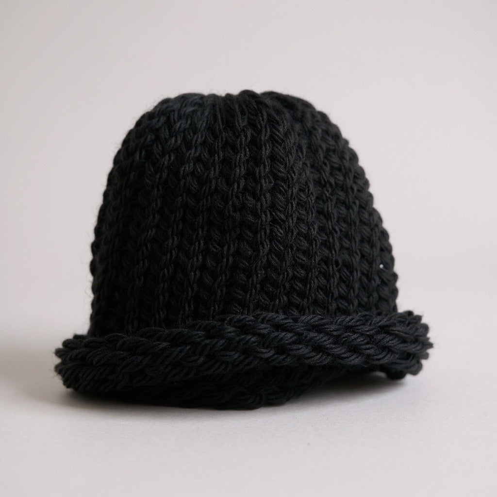 Black Knit Beanie Hat For Newborns Handmade by Nikita Naomi