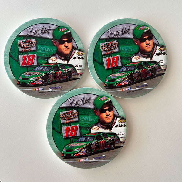 NASCAR Set Of 3 Bobby Labonte No. 18 Green Coasters By HREV