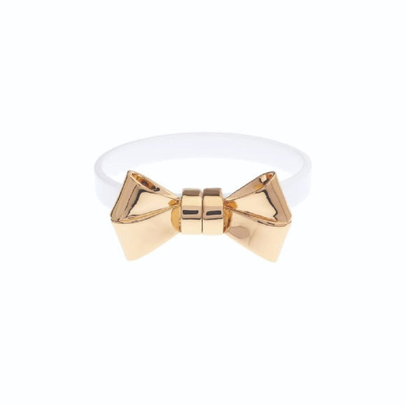 Ted Baker Kelsa: Acrylic/Metal Bow Bracelet Gold, White