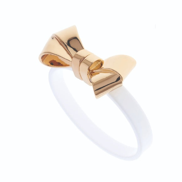 Ted Baker Kelsa: Acrylic/Metal Bow Bracelet Gold, White