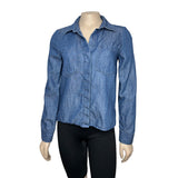 Lauren Conrad Women's Blue with Polka Dot Button-Up Shirt  XS