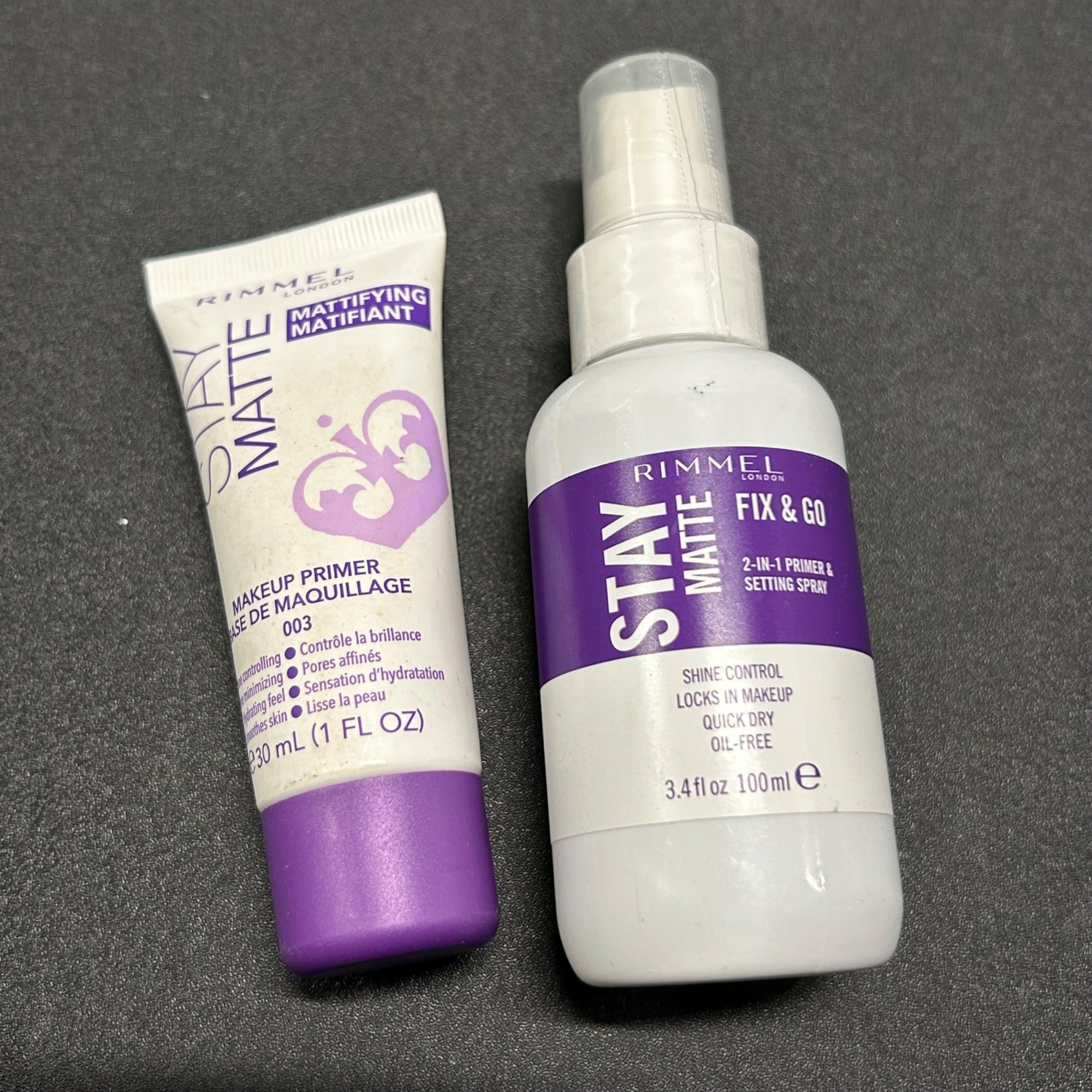 Rimmel Stay Matte Makeup Primer 30ml & Fix & Go Setting Spray 100ml Shine Control