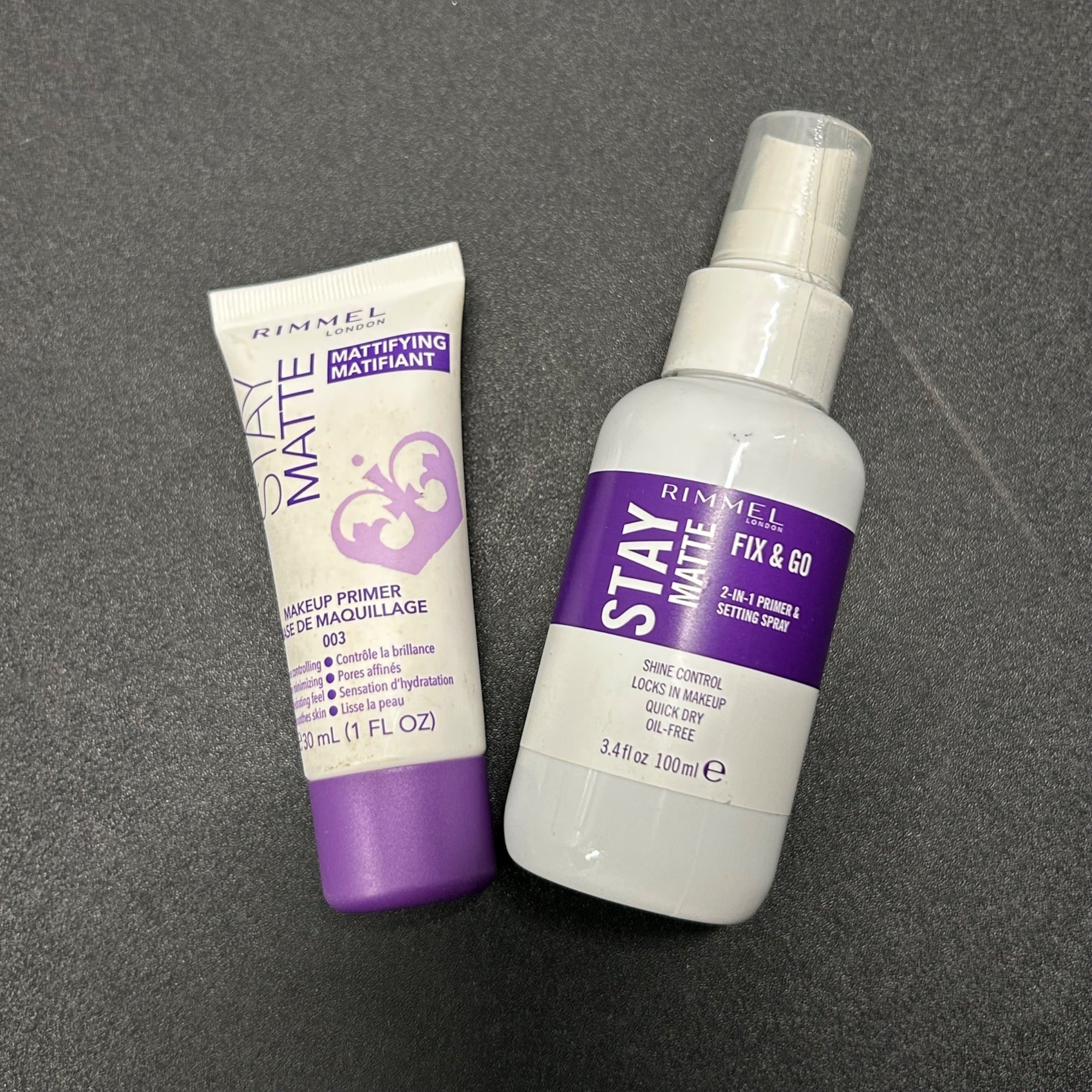 Rimmel Stay Matte Makeup Primer 30ml & Fix & Go Setting Spray 100ml Shine Control
