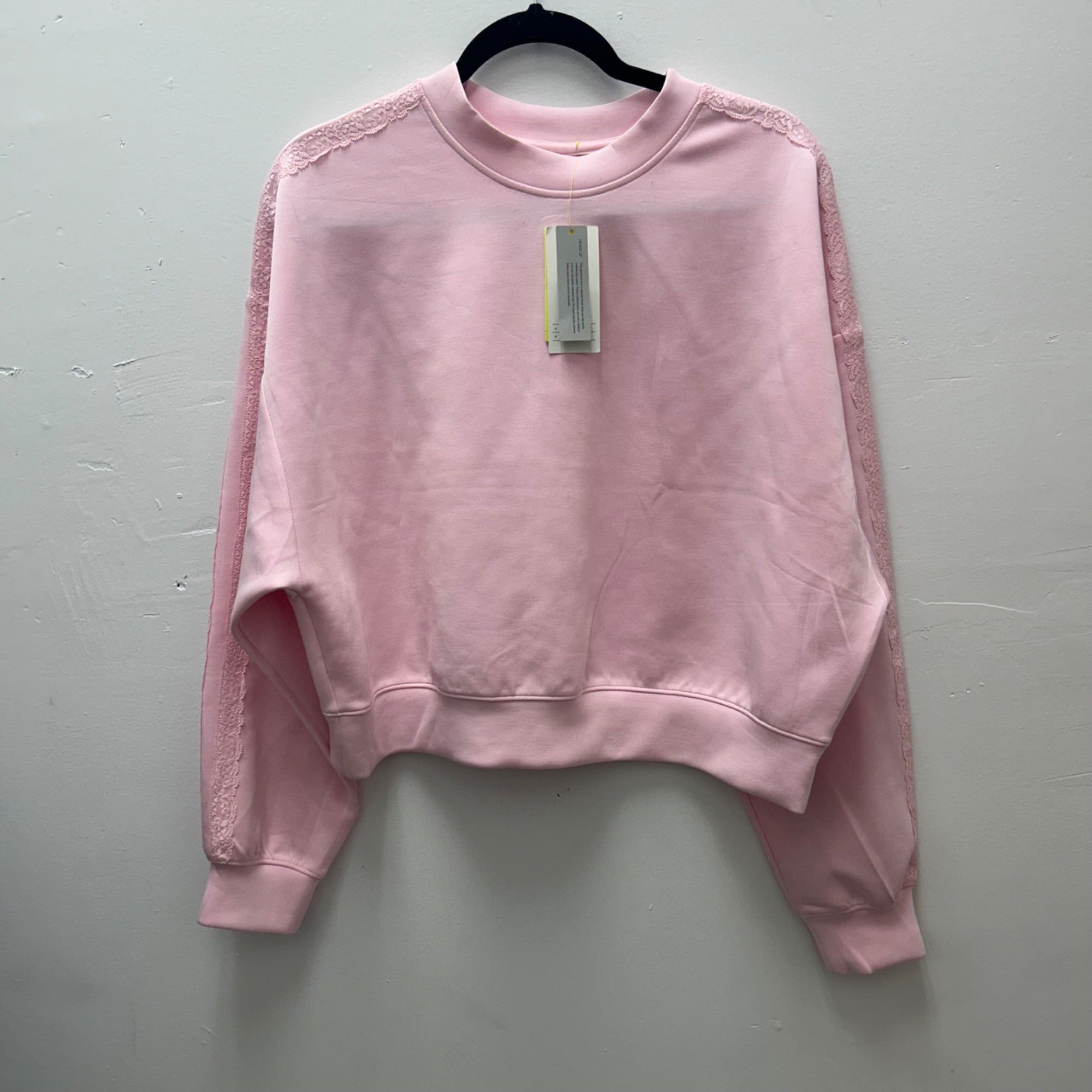 K-165 All in Motion Women's Small Lace Trim Crewneck Sweatshirt Light Pink