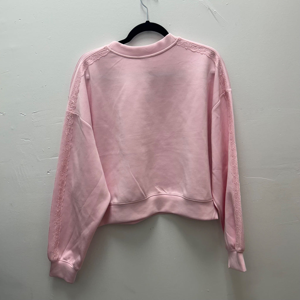 K-165 All in Motion Women's Small Lace Trim Crewneck Sweatshirt Light Pink
