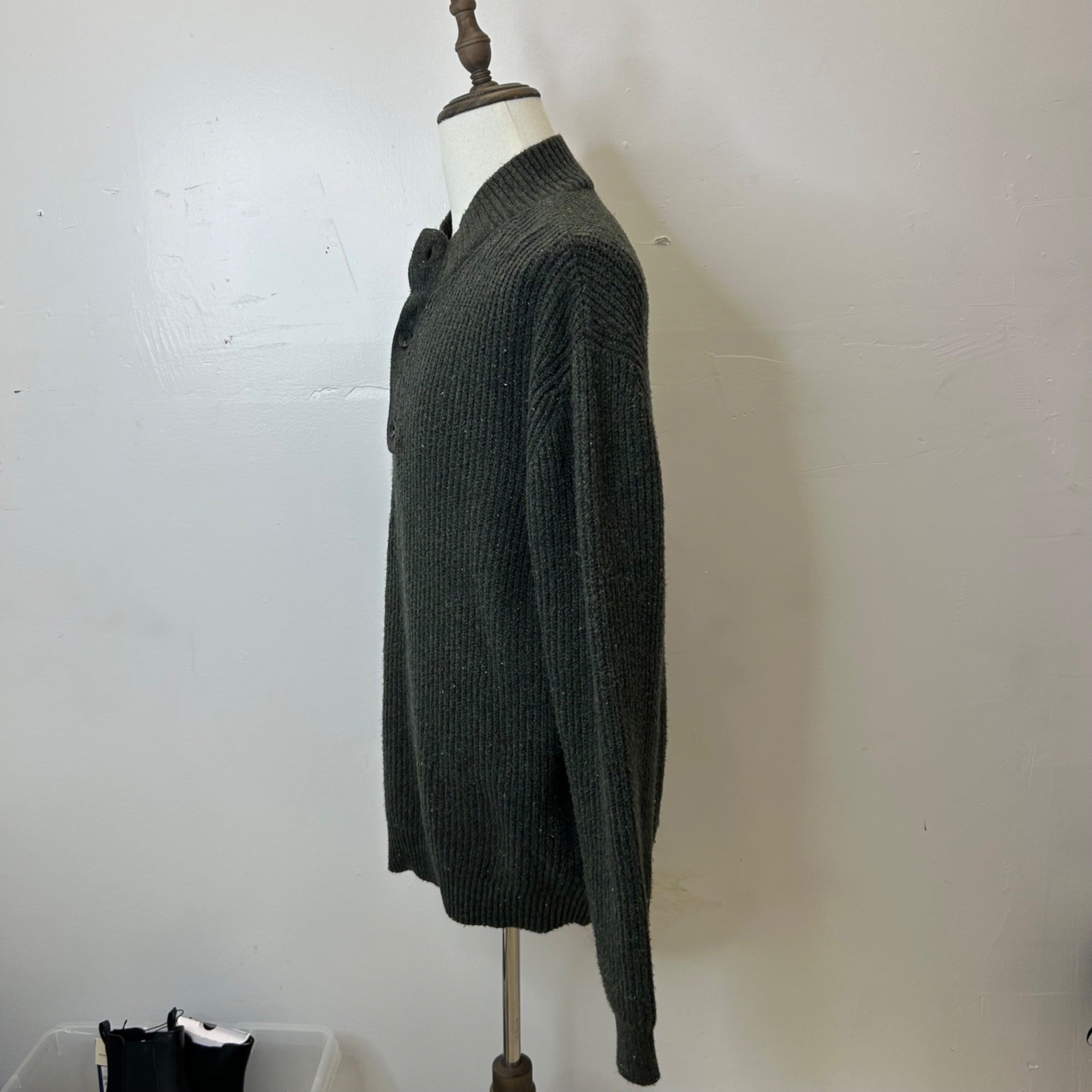 K-117 Goodfellow & Co Men's Ribbed Knit Pullover Sweater Dark Green Size Large