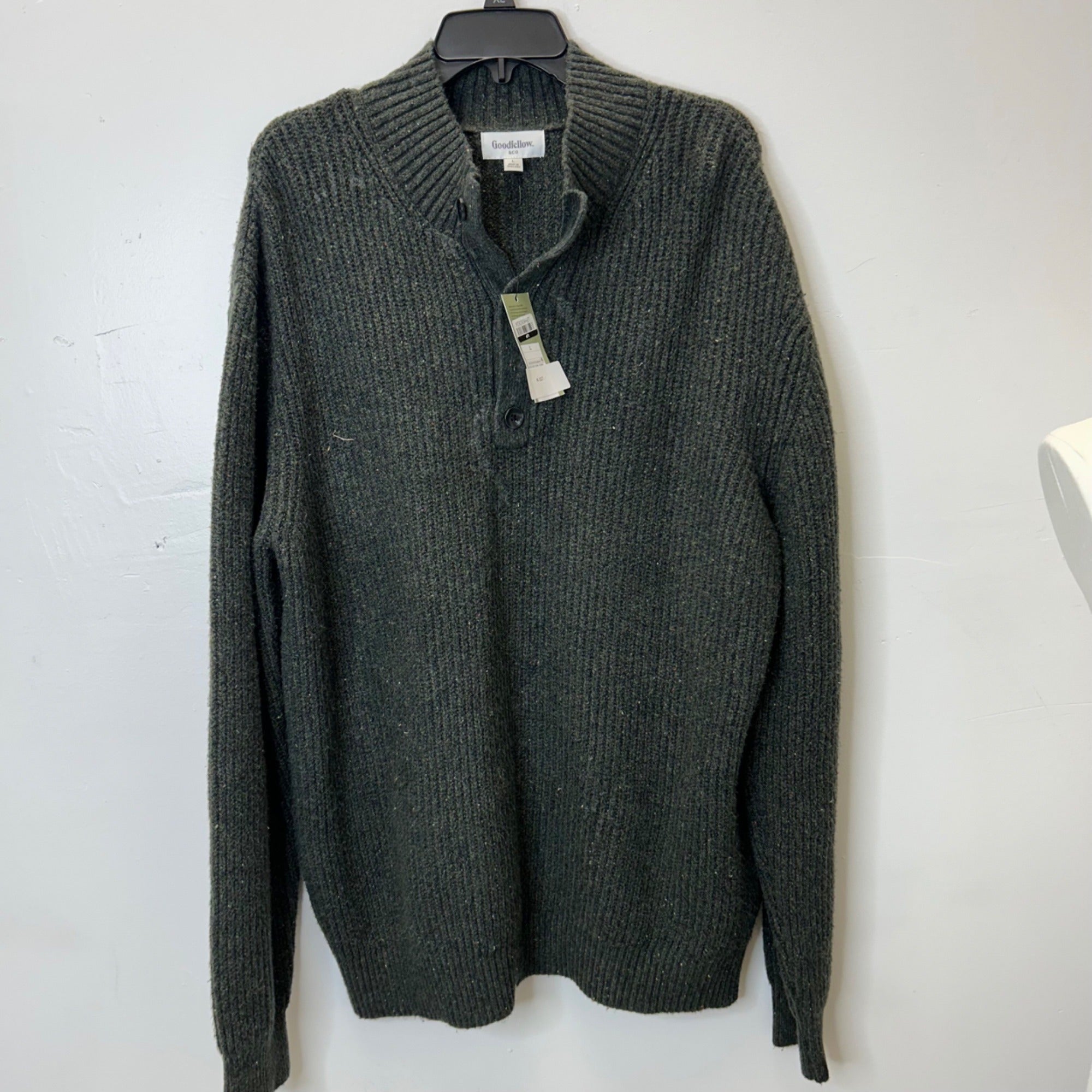 K-117 Goodfellow & Co Men's Ribbed Knit Pullover Sweater Dark Green Size Large