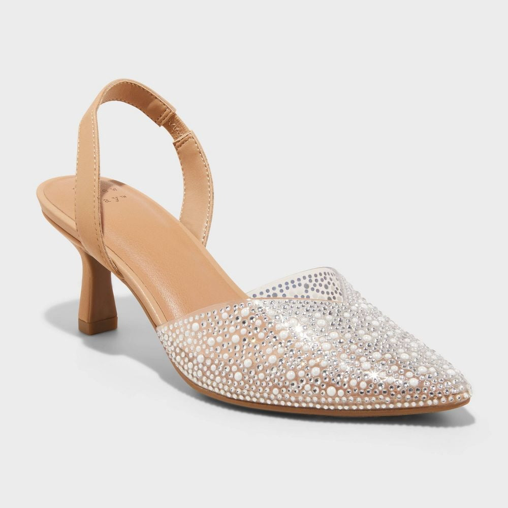 K-46 A New Day Isabel Embellished Slingback Kitten Heels Size 6