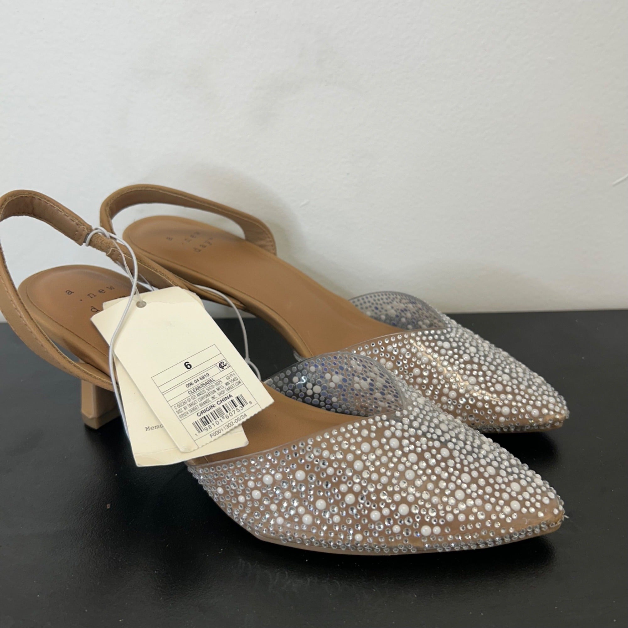 K-46 A New Day Isabel Embellished Slingback Kitten Heels Size 6
