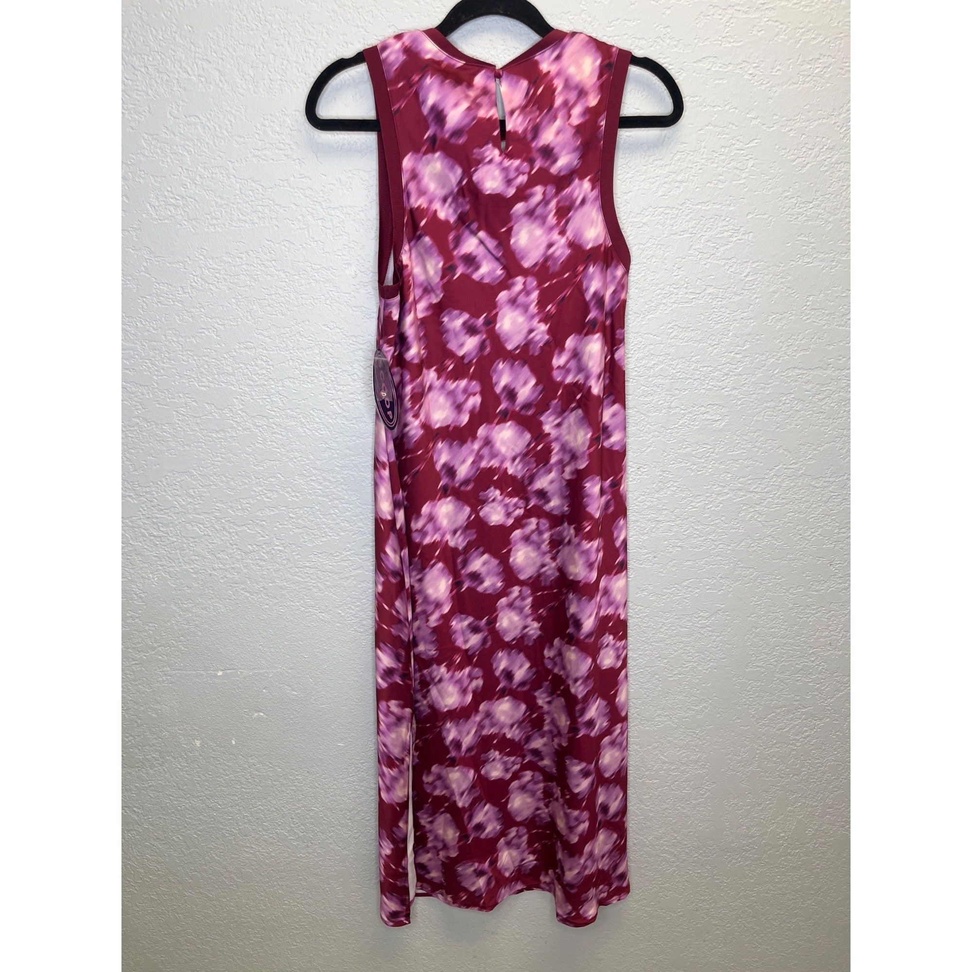 #1178 Scoop Women's Size Medium Midi Tank Dress, Burgundy/Pink