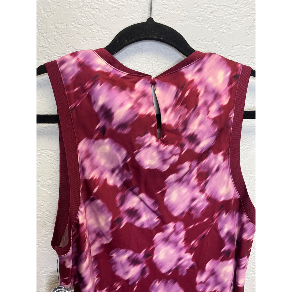 #1178 Scoop Women's Size Medium Midi Tank Dress, Burgundy/Pink