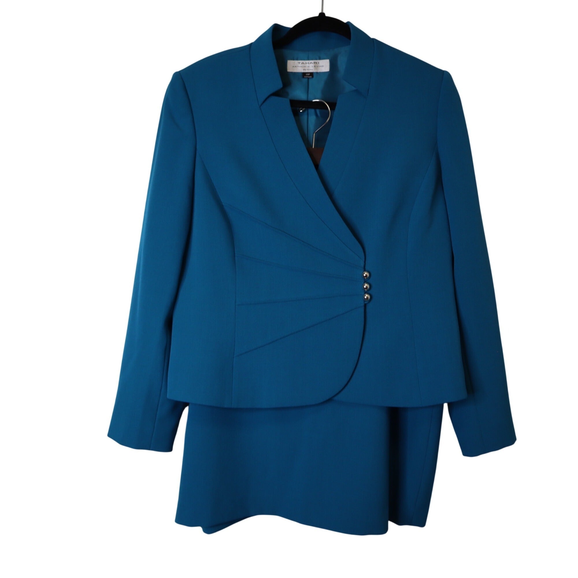 DG-181 Tahari Arthur S. Levine Women's Blazer & Skirt Suit Teal Petite Size 14P