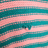 Zara Knit Striped Sweater Pink & Green Medium Button Collar Front