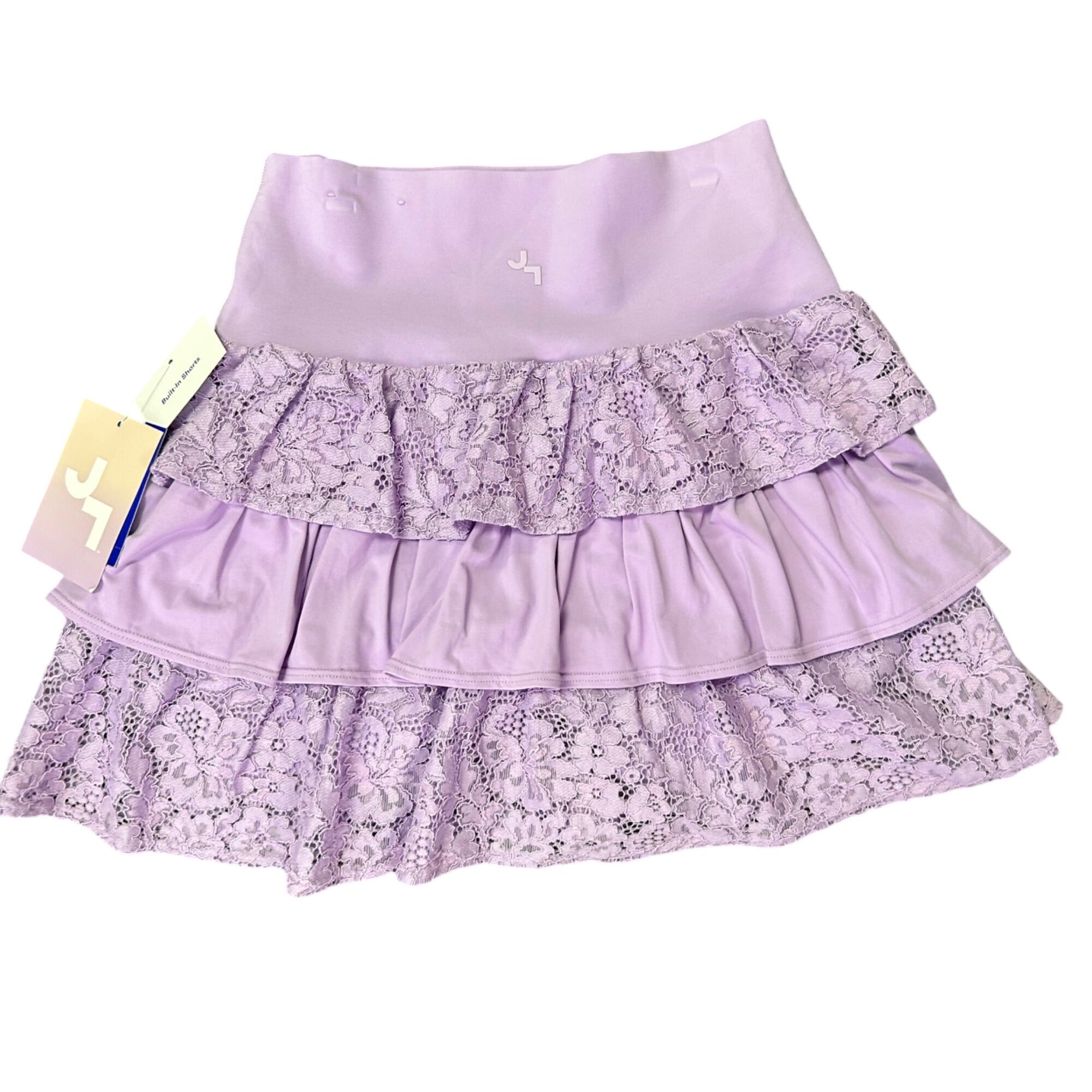 K-310 JoyLab Lavender Tiered Ruffle Lace Skirt With Built-In Shorts Size XS NWT