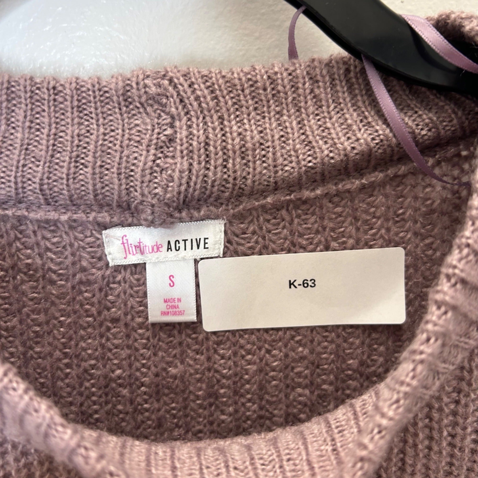 K-63 Flirtitude Active Women's Elderberry Purple Pullover Knit Sweater Size Small
